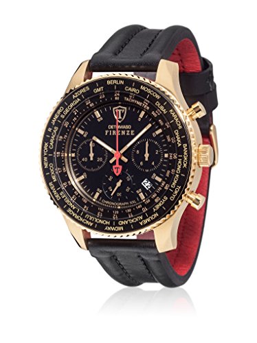 DETOMASO Men's Stainless Steel Quartz Watch with Leather Calfskin Strap, Gold, 22 (Model: DT1045-H)