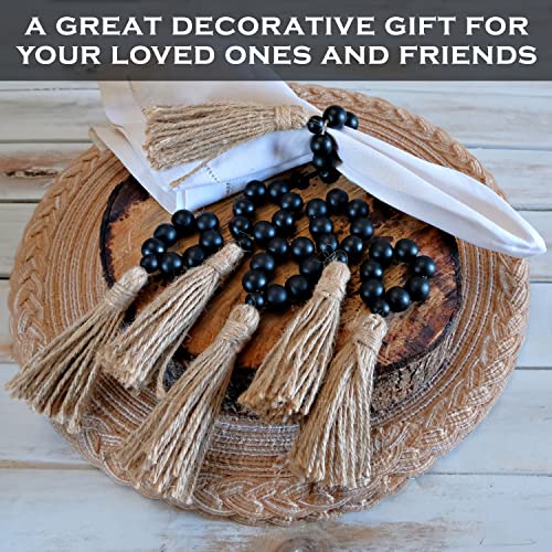 Black Wood Bead Napkin Rings Set Of 6, Stretchable Farmhouse Napkin Rings, Elastic Boho Napkin Rings, Beaded Napkin Rings, Natural Wood Napkin Ring Rustic Napkin Rings, Wooden Napkin Rings Fall #TOP6