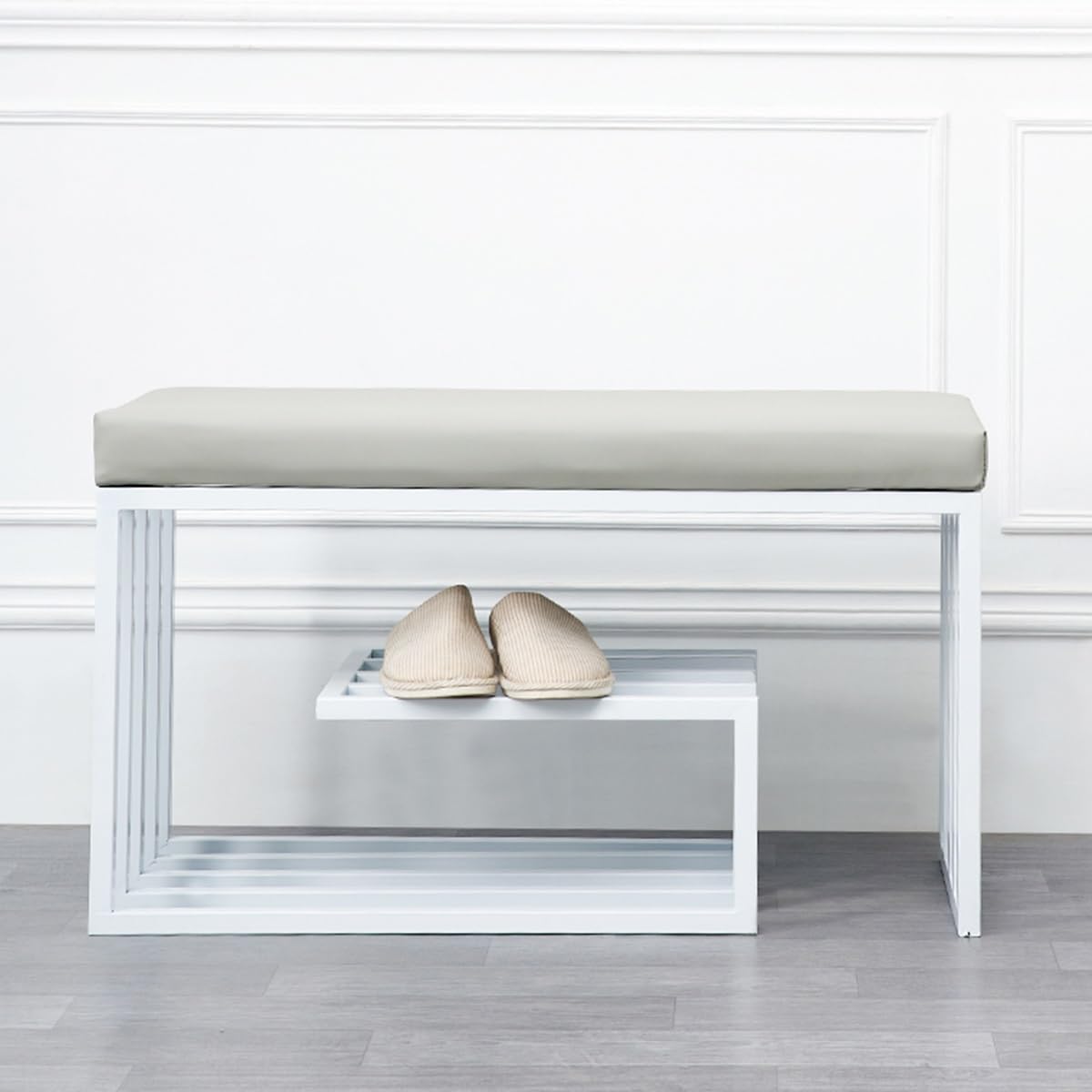 Banc à chaussures pour couloir et salon blanc élégant
