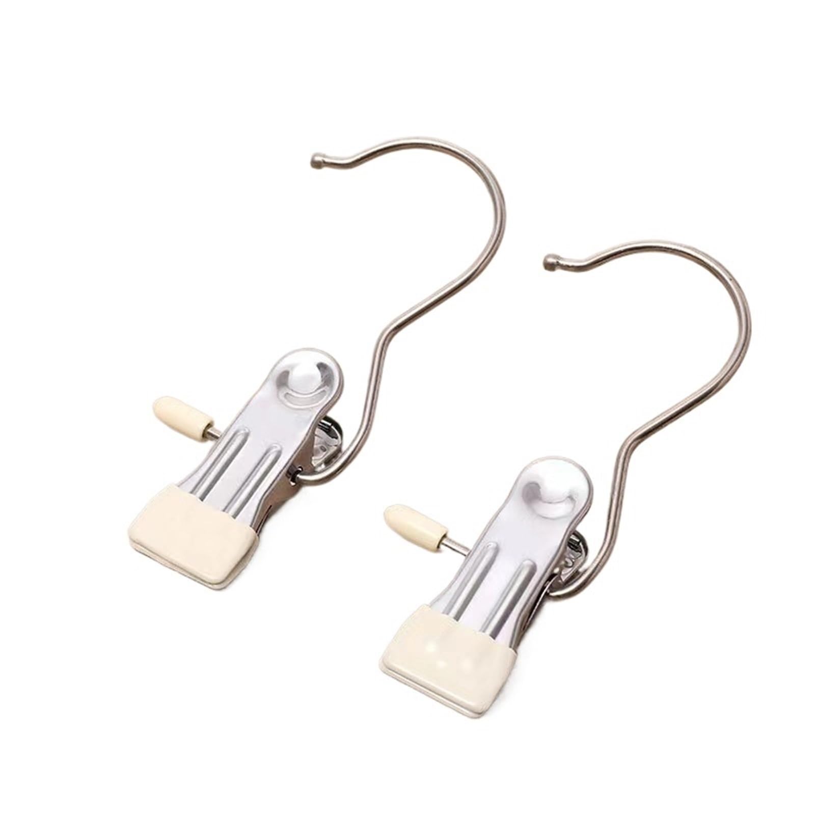 Hangers With Clips 10pcs Stainless Steel Clothespins With Hook Laundry Organizer Portable Hanging Clip Closet Hanger(10pcs Beige)