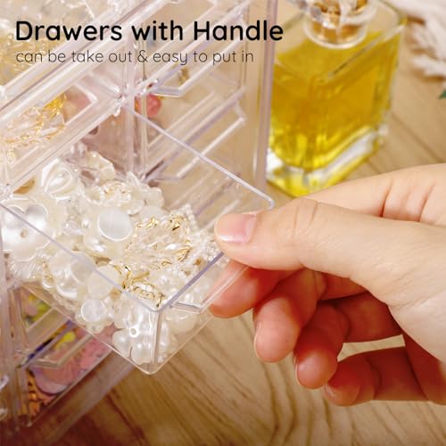 Image of Segbeauty 12 Grid Jewelry Organizer Drawer, 4-Tier Clear Stackable Storage Drawer, Nail Storage Organizer, Dustproof Storage Containers with Drawers, Small Clear Storage Drawers for Beads Earring Ring