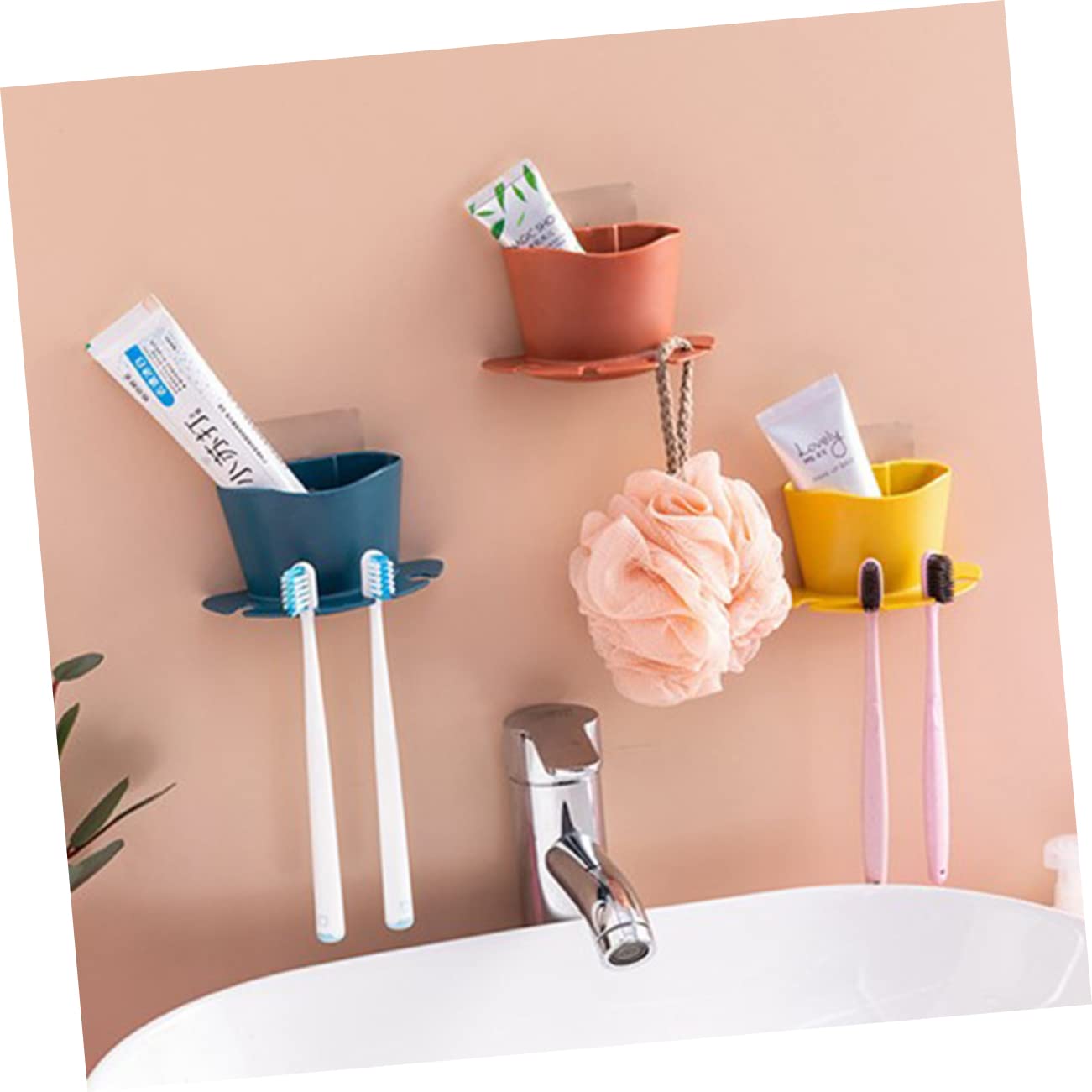 MAGICLULU 9 Piezas Cepillo De Porta Cepillos De De Pared Soporte De Almacenamiento De Baño Soporte para Pasta De Sin Puñetazos Estante