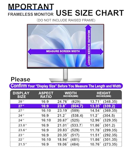 Image of FILMEXT 2026 Upgrade 27 Inch Computer Privacy Screen Filter | Monitor Privacy Screen for 16:9 All-in-One Desktop /Frameless Monitor, Bubble Free Anti Spy Blue Light Filter for Computer