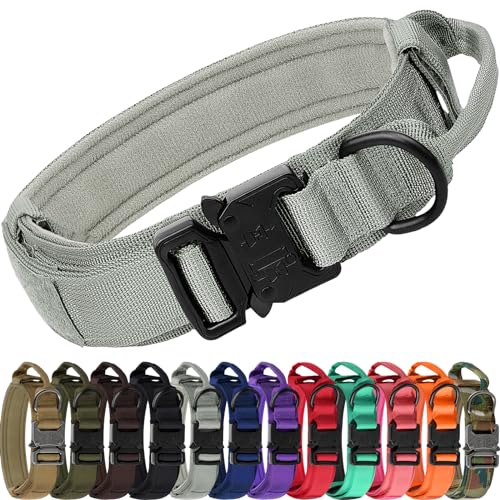 Joytale Tactical Dog Collar for Extra Large Dogs, Control Handle, Gray