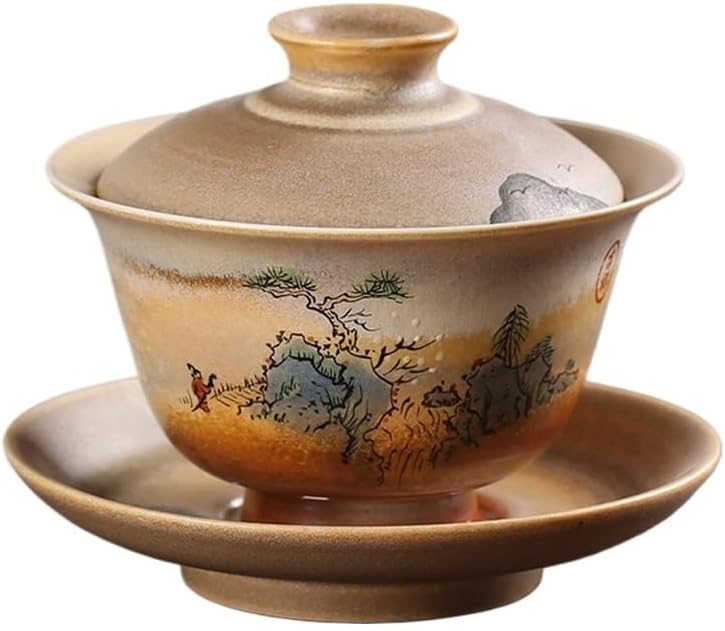 Ceramic Tea Set Bubble Cup Cover Bowl Gaiwan Hand Painted Chinese Landscape Painting