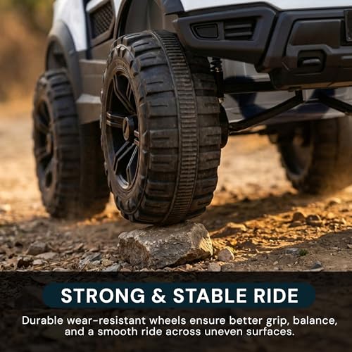 Image of Baybee BeastX Battery Operated Jeep for Kids with Parental Control | Baby Ride On Electric Car with RGB Lights, Music & Swing Mode | Rechargeable Battery Car for Kids 2 to 6 Years (Metallic Grey)