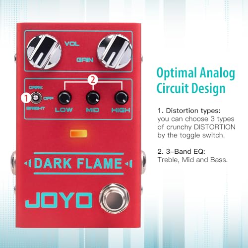 Image of JOYO Modern High-Gain Distortion Guitar Pedal, Analog Circuit with 3-Band EQ & Dark /Bright /OFF Modes, True Bypass (Dark Flame R-17)