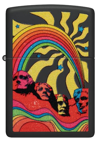 Zippo Hippie Mt Rushmore Diseño Negro Mate miniatura 3