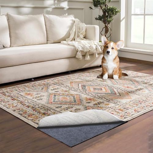 Waterproof Rug Pad, 5x8 ft Area Rug Non-Slip Carpet Pad, 1/4" Thick Non-Slip Rug Pads for All Floors and Finishes, Felt Pad for Hardwood Floors, Keeps Carpets in Place Soft and Safe