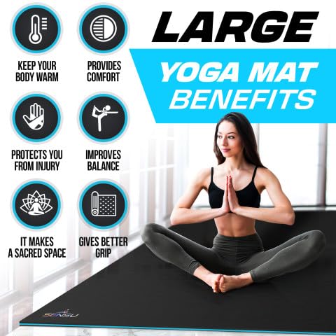 Sensu Large Yoga Mat - 9' x 6' x 9mm Extra Thick Yoga Mat for Men and Women - Non-Slip Surface for Extra Grip - Ideal for Hot Yoga, Pilates, Grounding and Meditation at Home or in Studios by Sensu - Image 3