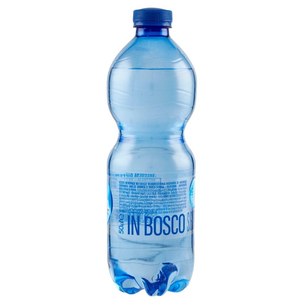 Vera, Acqua Frizzante Oligominerale,Agua con gas oligomineral desechable – Botella de PET – Botella de 48 x 500 ml + Lata italiana Gourmet Polpa di Pomodoro de 400 g