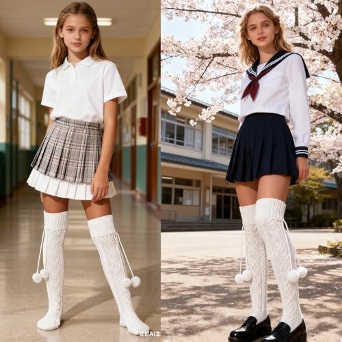 Image of YELAIVP Women's Thigh High Socks - Extra Long Cable Knit Over the Knee Socks and Leg Warmers