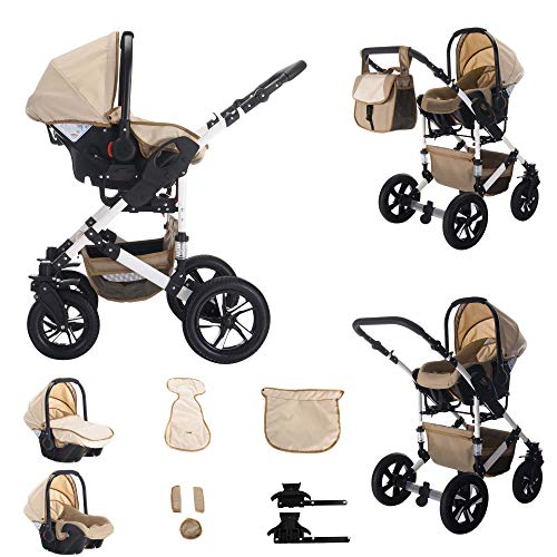Bebebi Florida | 3 in 1 Kombi Kinderwagen Set | Hartgummireifen | Farbe: Flocream