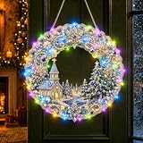 Diamond Painting Weihnachten mit LED,Diamant Painting Weihnachtskranz