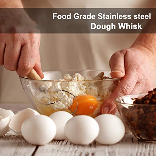 Vovolo 10-Pack Oak Wood Handle Home Danish Dough Whisk 304 Stainless Steel Dough Blender Dough Whisk Bread Mixer Egg Beater Pastry Blender Baking Tools #TOP4