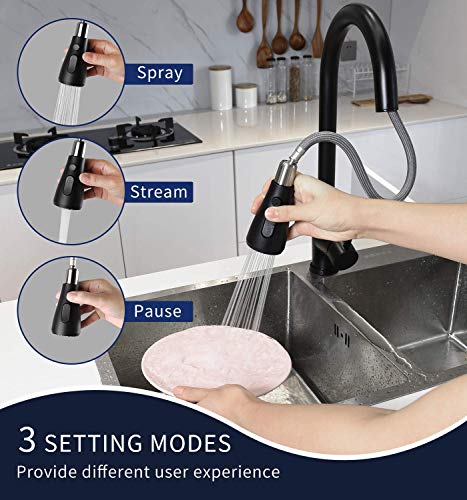 Touch Kitchen Faucet With Sprayer, Mstjry Matte Black Kitchen Sink Faucet With Pull Down Sprayer, Smart Faucets For Kitchen Sinks, Stainless Steel For Kitchen Sinks #TOP2