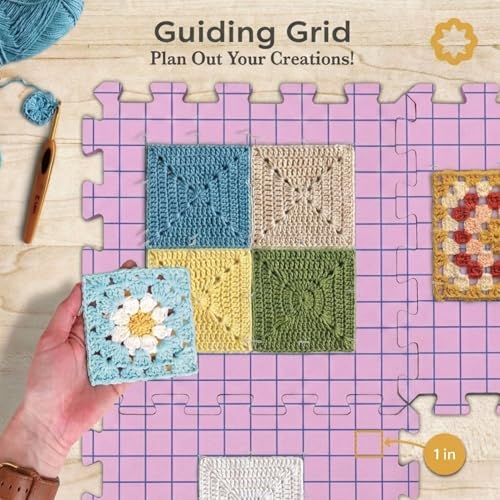 Image of Unordinary Granny Crochet Blocking Board Set - 9 Extra Thick Interlocking Mats with Grid, 150 T-Pins, Felt Storage Bag and Cotton Pouch (Blush Pink)