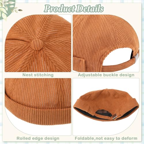 Image of Vabean 12 Pieces Brimless Hat Docker Cap Adjustable Skull Caps for Men Women Rolled Cuff Brimless Beanie Hat, Assorted Color