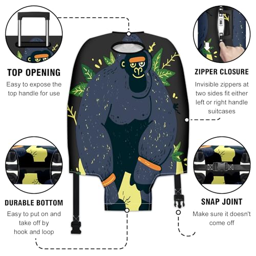 Travel Luggage Cover Suitcase Protector Scratch-Resistant Fit Not Included Suitcase Black Monkey M-22-24in3