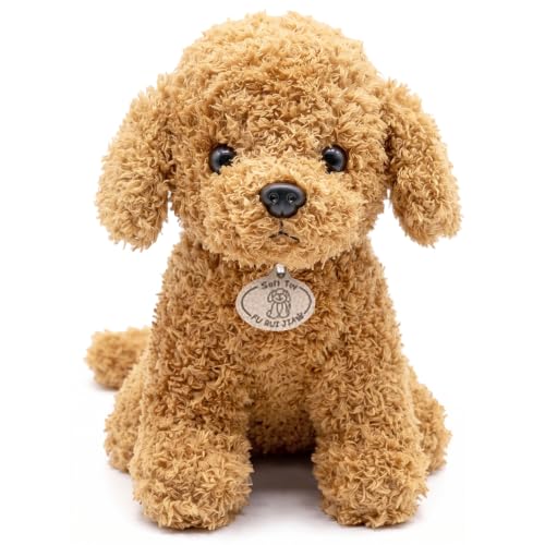 Perro de peluche, perro caniche realista, lindo peluche, marrón claro Perro de peluche, perro caniche realista, lindo peluche, marrón claro