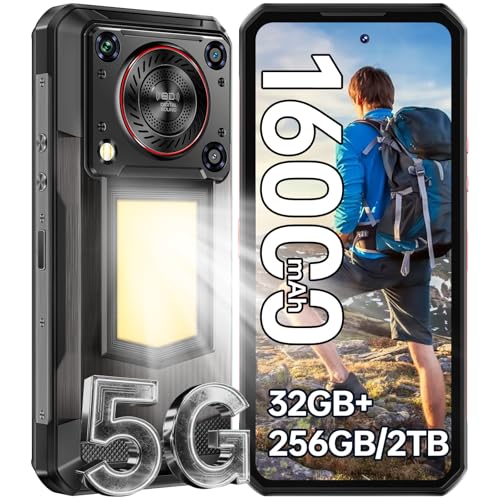 Oukitel WP56 Rugged Smartphone 5G, 32GB + 256GB/2TB Telefono Indistruttibile Android 15, 16000Mah Cellulare Antiurto, 6.8" Fhd+120Hz Con 128Db Altoparlante 1000LM Luce Campeggio, 108MP Dual Sim/Nfc