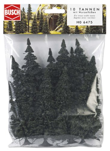 Modélisme ferroviaire HO : lot de 10 sapins argentés Busch Environnement BUE6475