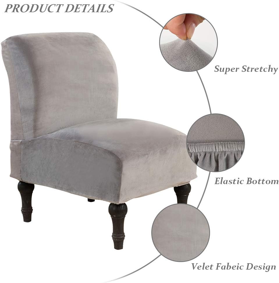 Beacon Pet Armless Chair Slipcover Stretch,Velvet Spandex Slipper Chair Covers Accent Chair Cover Armchair Covers Furniture Protector Covers Removable Washable for Home Hotel Living Room