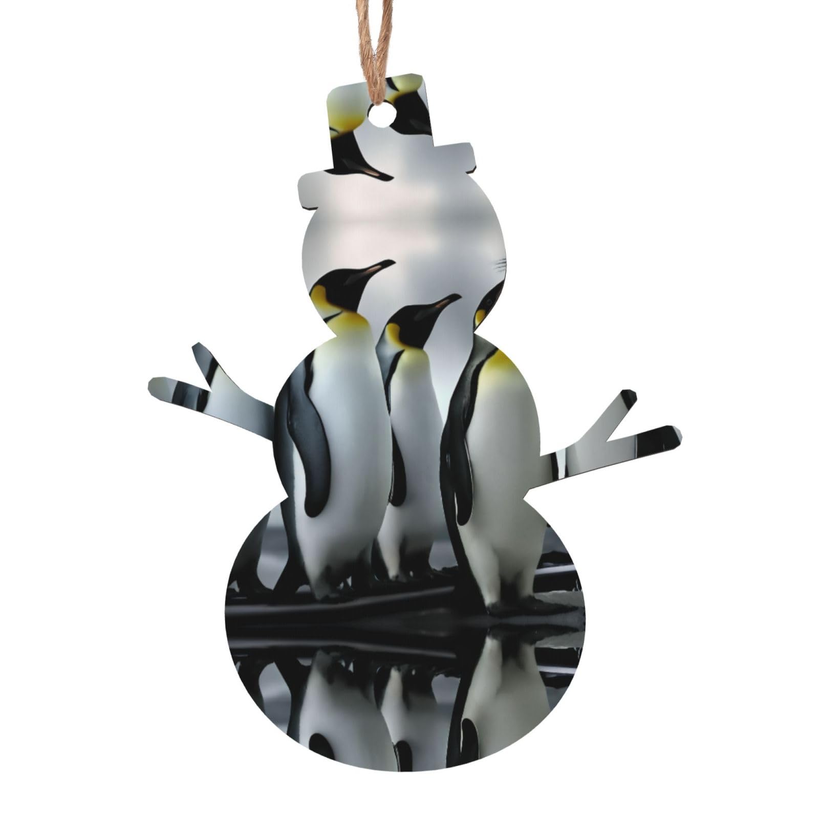 Penguin Family Christmas Wooden Ornaments Exquisite Handcrafted Wood Hanging Decor with Double-Sided Print, Perfect for Holiday Tree & Home Festive Decoration