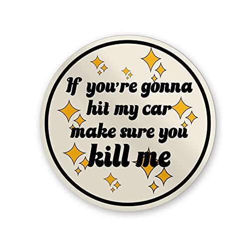 Image of If You're Gonna Hit My Car Make Sure You Kill Me Bumper Stickers, Car Decal Cute Stickers for GenZ, Funny Stickers for Adults Meme Decal, Gift Stickers for Adults Ladies, Size 5 inch