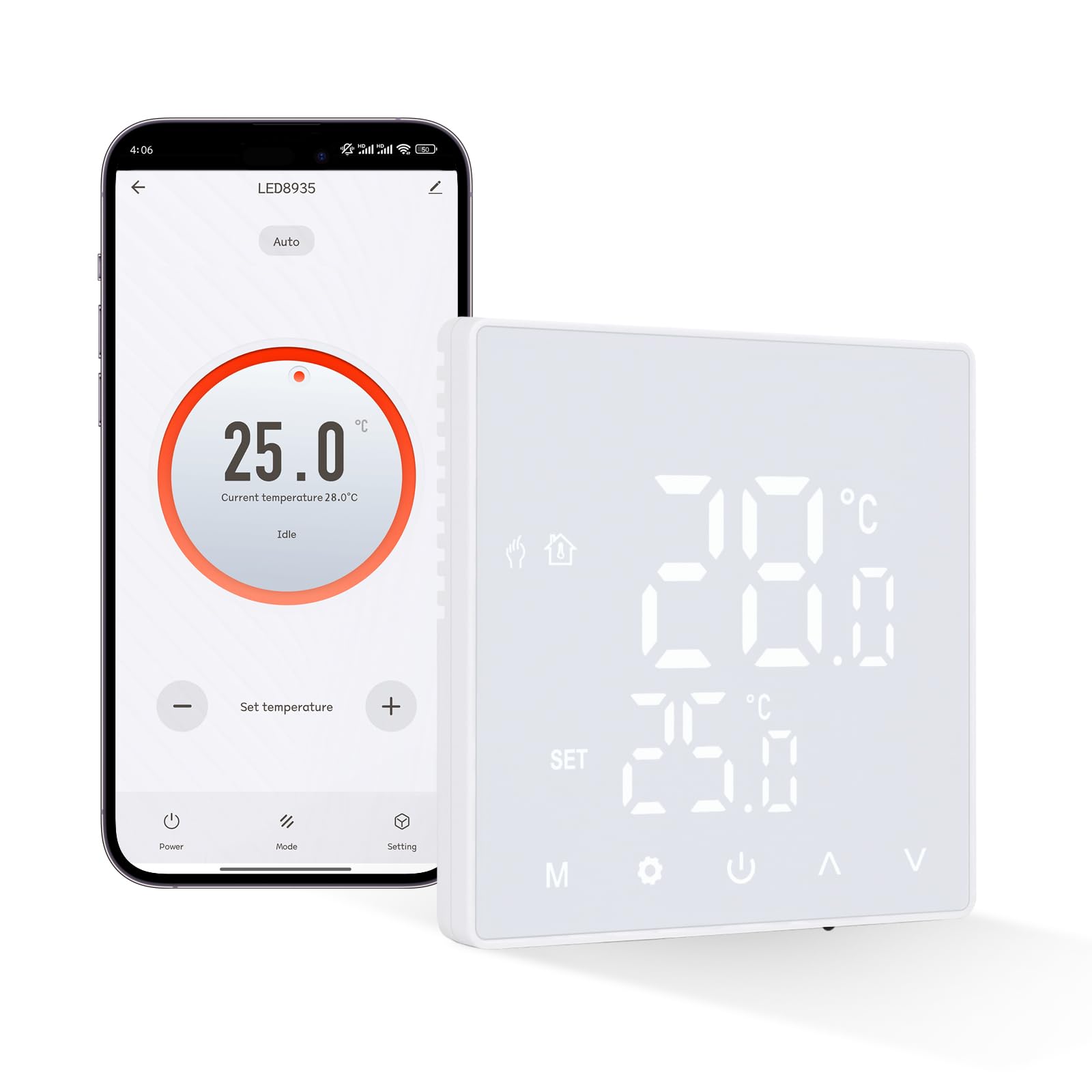 CNBINGO Termostato a pavimento Wi-Fi, termostato intelligente per riscaldamento digitale, riscaldamento a pavimento, 230 V, programmabile, termostati per acqua, elettrico, bianco