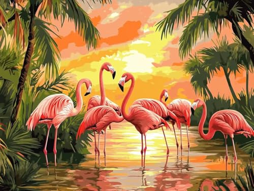Pintura por numeros cuadros DIY de flamencos para decorar tu salon este fin de semana