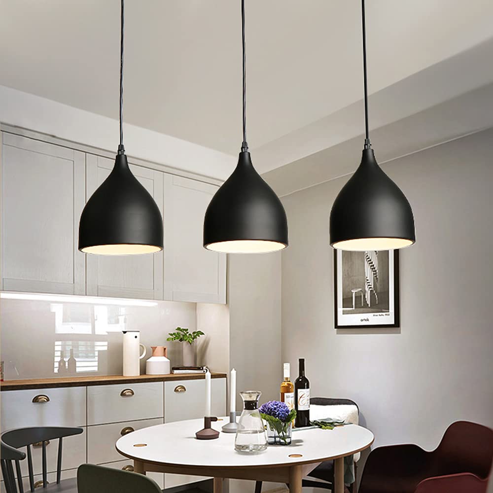 Rétro Metal Suspension 3 Lampes E27 Suspension Industrielle Lampe Vintage Pendante Lumière Vintage en Métal Eclairage de Plafond Lustre Rétro Plafonnier(sans ampoule) (Noir)