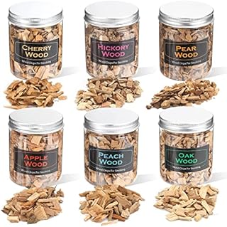 quirzx Wood Chips for Smoking Gun Cocktail Smoker Kit Wood Chips Variety Pack - Apple Cherry Peach Oak Pear Hickory, 8 Oz Each, Great for Smoking Drinks Meat Whisky & Old Fashioned