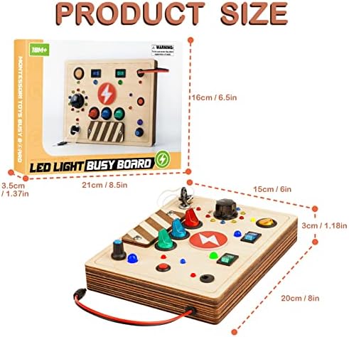 DINORUN Montessori Busy Board Sensory Toys for Toddlers 1 3 with Light Up LED Buttons Pluggable Wires Boys & Girls Educational Learning Fidget Toy 6 513TVWscDcL. AC