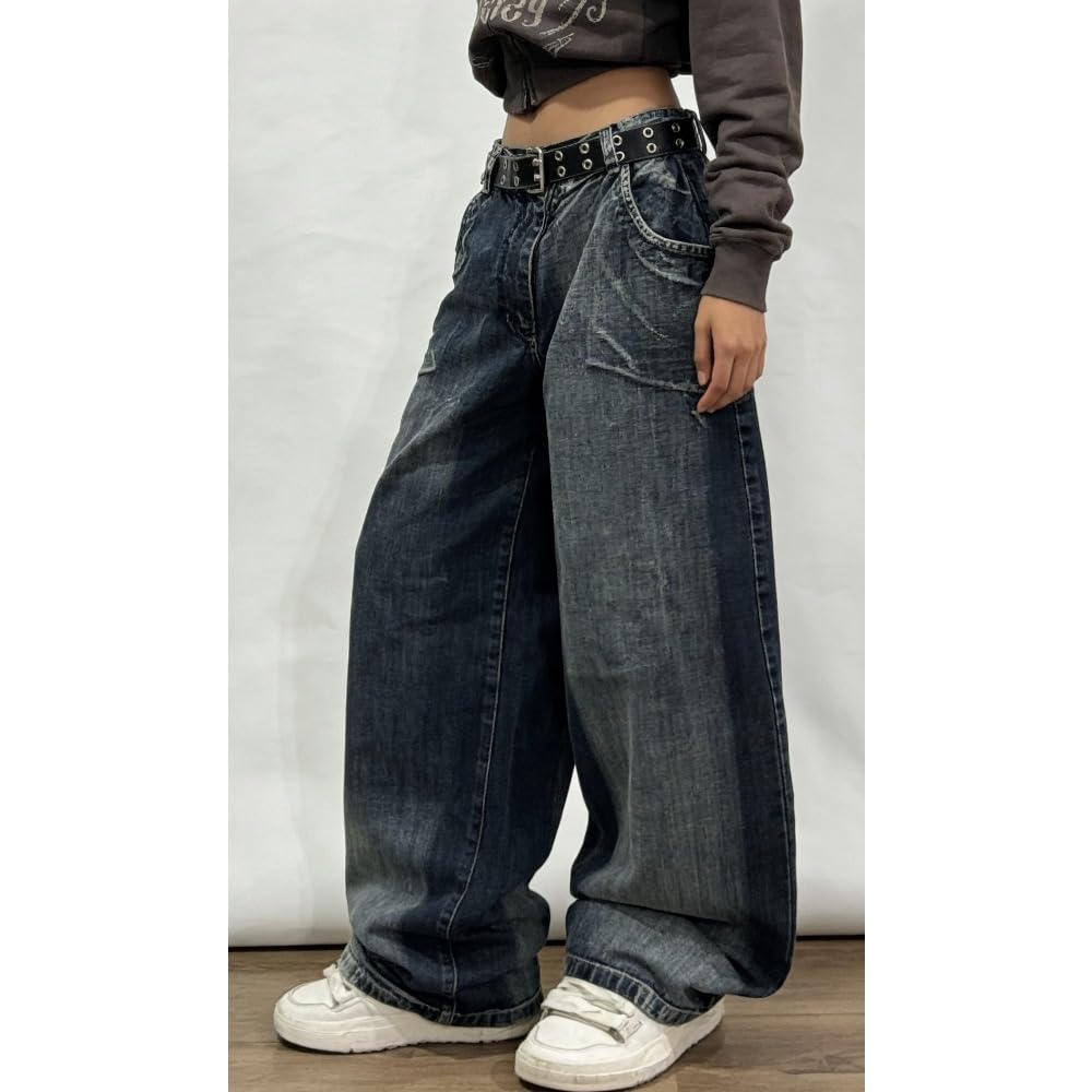 OATSBAS Y2K Hip-Hop-Jeans, Unisex, Gothic, lässig, locker, Oversize, Streetwear, Bedruckt, Buchstaben, Grafiken, Retro