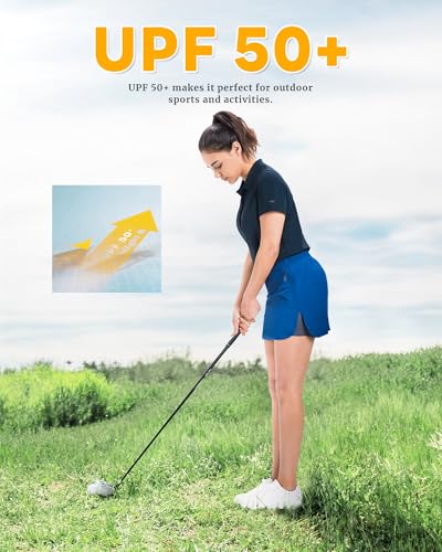 33,000ft Damen Poloshirt Golf Shirt Sonnenschutz UV Schutz Sommer Kurzarm T Shirts Schnelltrocknend Performance Sportshirt Outdoor Atmungsaktiv Funktions Polohemd für Golfen Tennis Dunkelblau 3XL
