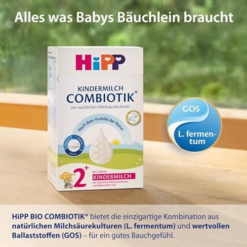 HiPP Kindermilch Combiotik 2+ (4 x 600g) ab 2 Jahren, mit natürlichen Milchsäurekulturen und Ballaststoffen, Calcium, Vitamine C und D, für ein gutes Bauchgefühl