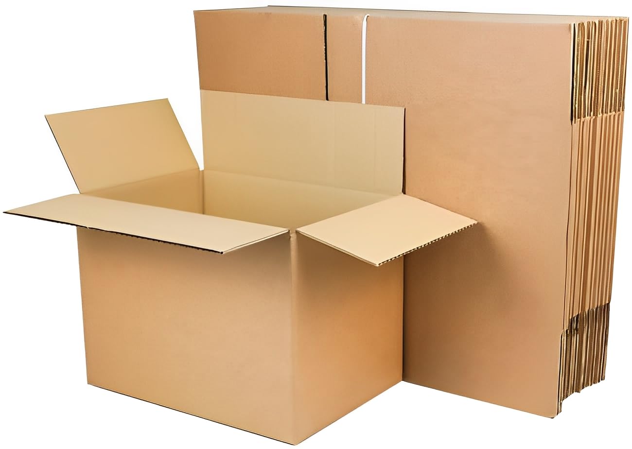 MORE FREE- 12 Cajas de Cartón 50x35x30,Canal Simple Ultra Reforzado, Caja para almacenaje, Caja con solapa, Caja Tipo Americana (12 CAJAS- 50x35x30)