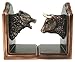 Ebros Wall Street Stock Market Bull and Bear Head Bookends Statue Set in Bronze Electroplated Resin Finish Investors Money Managers Stock Exchange Professionals Bulls VS Bears Animal Decor Figurine