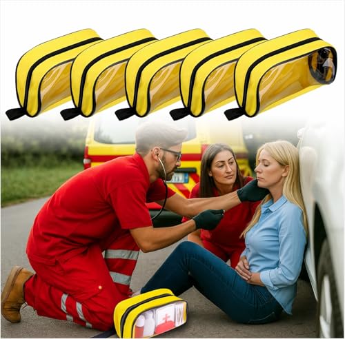 BAOZENP Bolsa vazia de primeiros socorros – Bolsa organizadora de emergência codificada por cores com zíper e janela transparente, armazenamento de suprimentos médicos para viagens, acampamento