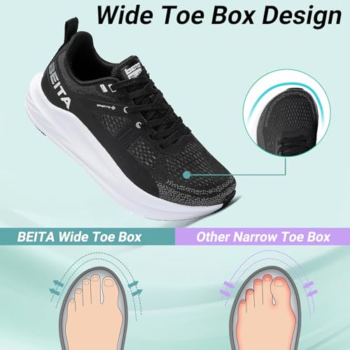 Image of Beita Women's Width Toe Box Walking Shoes｜Wedge Running Athletic Tennis Shoes with Rubber Outsole｜Fashion Platform Sneakers Non-Slip Thick Anti Slip Breathable Cushion Leisure Work