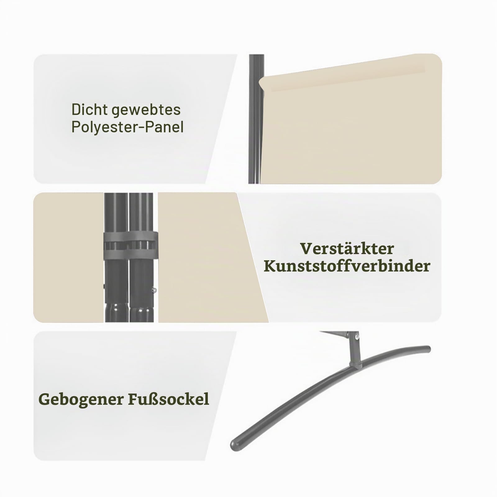 Paravent 3 Teilig Raumteiler Trennwand Balkon Sichtschutz Stellwand Faltbar 260 x 180cm (Beige)