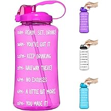 HydroMATE 3 Liter Motivational Water Bottle with Time Marker Large BPA Free Jug with Straw and Handle Reusable Leak Proof Bottle Time Marked Drink More Water Daily Hydro MATE 100 oz 3 Liter Pink