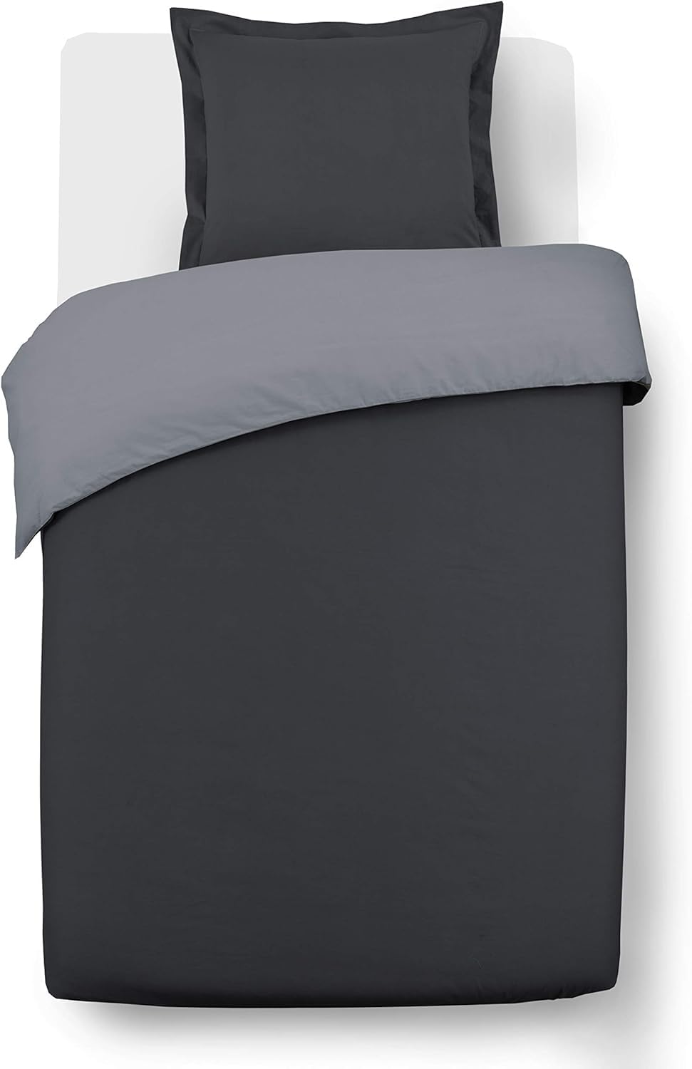 Parure de lit réversible 140x200 anthracite pour cocooning thermique en coton doux