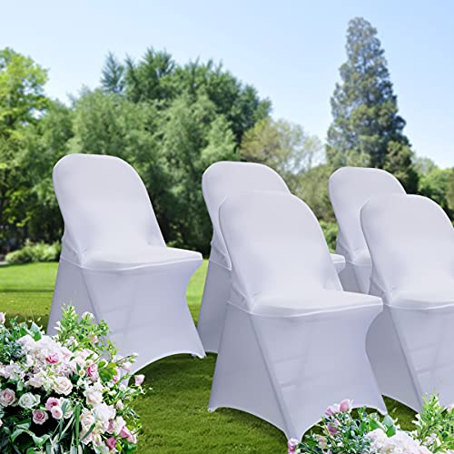 Babenest Spandex Folding Chair Covers Upgraded 10 Pcs Universal Stretch Washable Fitted Chair Slipcovers Protector For Wedding, Holidays, Banquet, Party, Celebration (White) #TOP7