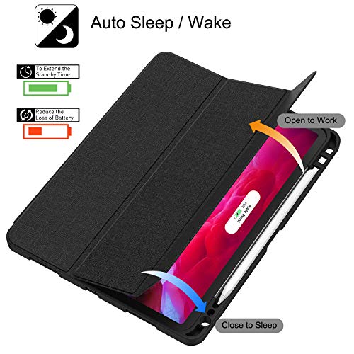 Soke New Ipad Pro 11 Case 2020 & 2018 With Pencil Holder - [Full Body Protection + Apple Pencil Charging + Auto Wake/Sleep], Soft Tpu Back Cover For 2020 Ipad Pro 11 Inch(Black) #TOP6