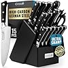 Cutluxe 15-Piece Knife Set – Premium Black Wood Block – Knife Set for Kitchen, Ultra Sharp High Carbon German Stainless Steel, Full Tang – Artisan Series