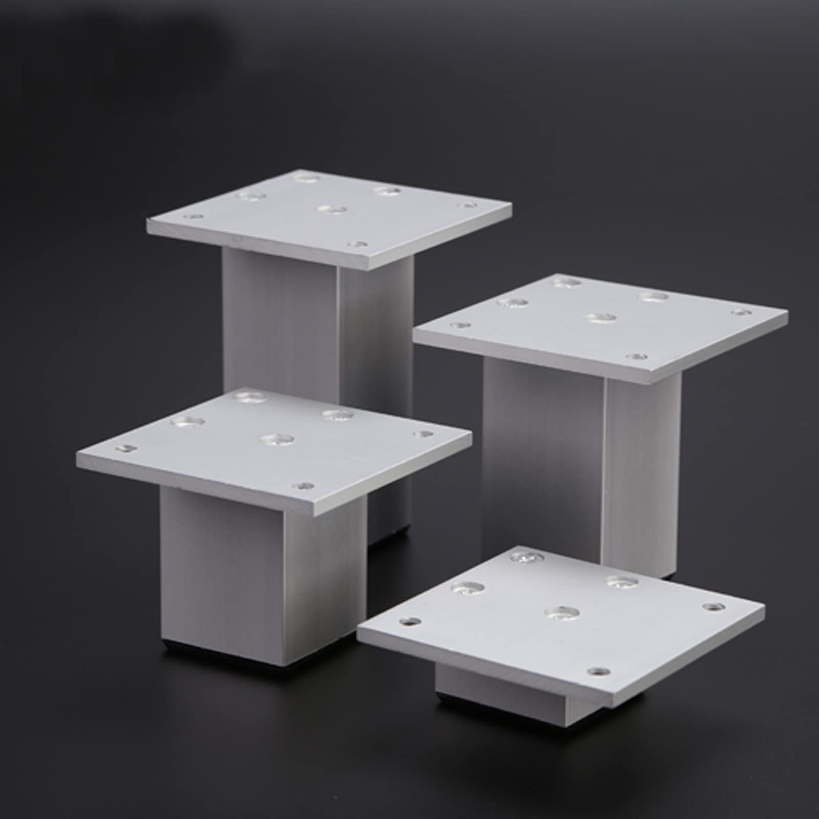 Confezione da 4 gambe quadrate in alluminio da 17,8 cm, piedini per divano in metallo resistente, per comodini fai da te, decorazione moderna per la casa, gambe di ricambio per mobili