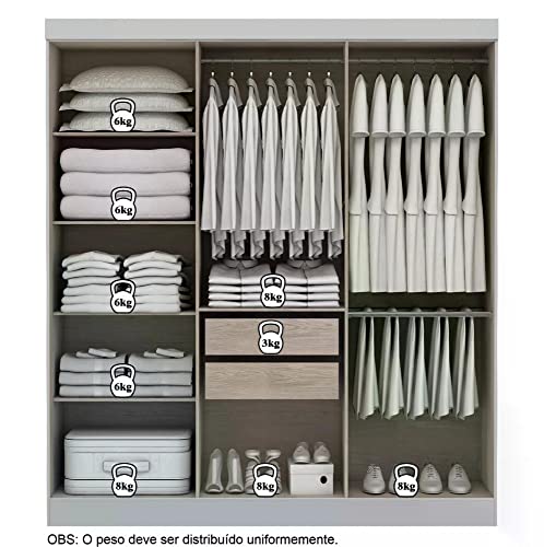 Guarda Roupa Casal 6 Portas 2 Gavetas Paris Espresso Móveis Branco