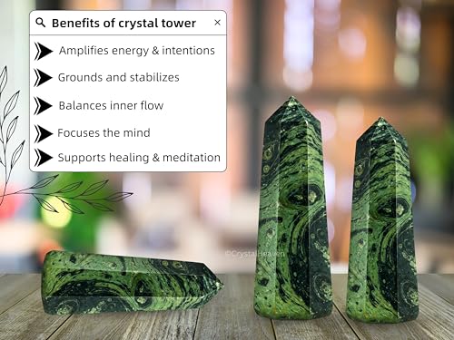 Image of Certified Kambaba Jasper Crystal Tower Obelisk Point for Chakra, Healing and Balancing - AAA Grade Original Certified Gemstone Agate for Reiki Meditation Yoga Spiritual (2-3 Inches)